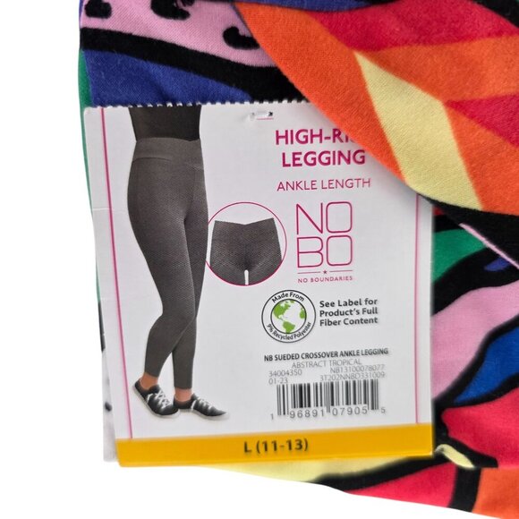 No Boundaries Crossover Sueded Tropical Print Ankle Leggings - Size Large NWT - Picture 2 of 16
